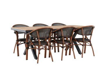 Garcia Spisegruppe 200 cm + 6 stk Vila Spisestoler Svart - Hagemøbler & utemiljø - Hagegruppe - Spisegrupper hage