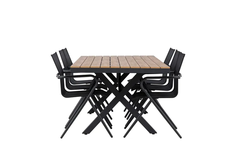 Garcia Spisegruppe 200 cm + 6 stk Alling Spisestoler Svart - Hagemøbler & utemiljø - Hagegruppe - Spisegrupper hage