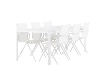 Break Spisegruppe 205 cm + 6 stk Alling Spisestoler Hvit - Hagemøbler & utemiljø - Hagegruppe - Spisegrupper hage