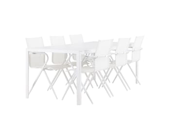 Break Spisegruppe 205 cm + 6 stk Alling Spisestoler Hvit - Hagemøbler & utemiljø - Hagegruppe - Spisegrupper hage