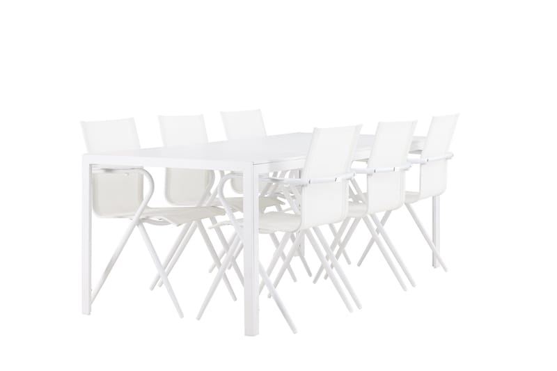 Break Spisegruppe 205 cm + 6 stk Alling Spisestoler Hvit - Hagemøbler & utemiljø - Hagegruppe - Spisegrupper hage