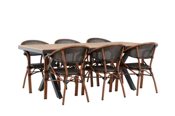 Garcia Spisegruppe 200 cm + 6 stk Vila Spisestoler Svart - Hagemøbler & utemiljø - Hagegruppe - Spisegrupper hage
