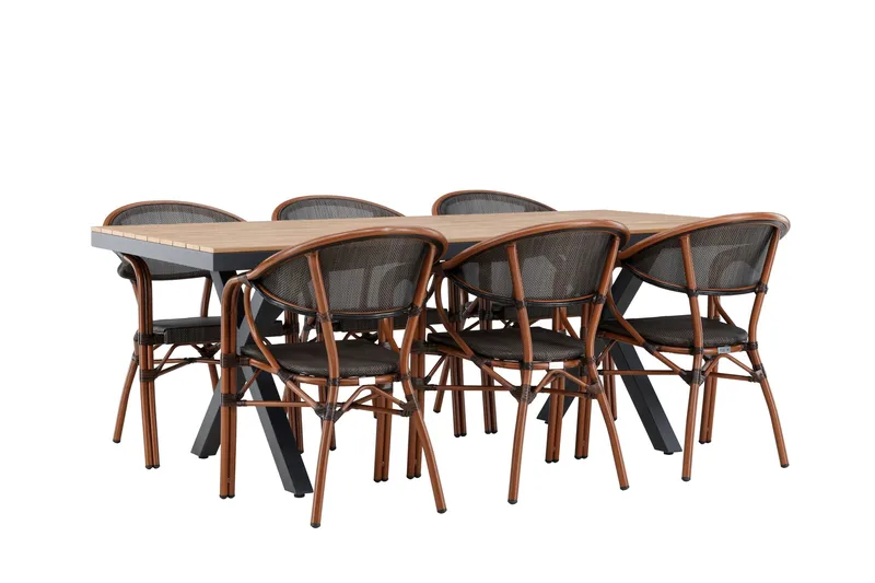 Garcia Spisegruppe 200 cm + 6 stk Vila Spisestoler Svart - Hagemøbler & utemiljø - Hagegruppe - Spisegrupper hage