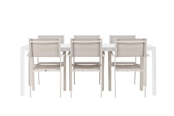 Break Spisegruppe 205 cm + 6 stk Copacabana Spisestoler Beige/Hvit - Hagemøbler & utemiljø - Hagegruppe - Spisegrupper hage