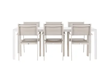 Break Spisegruppe 205 cm + 6 stk Copacabana Spisestoler Beige/Hvit - Hagemøbler & utemiljø - Hagegruppe - Spisegrupper hage