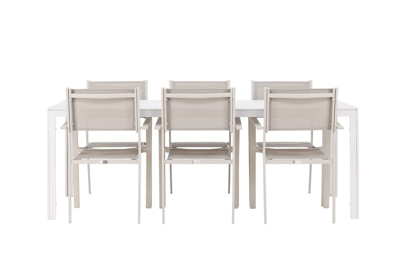 Break Spisegruppe 205 cm + 6 stk Copacabana Spisestoler Beige/Hvit - Hagemøbler & utemiljø - Hagegruppe - Spisegrupper hage