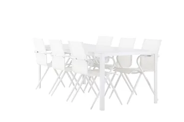 Break Spisegruppe 205 cm + 6 stk Alling Spisestoler Hvit - Hagemøbler & utemiljø - Hagegruppe - Spisegrupper hage