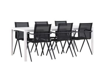 Break Spisegruppe 205 cm + 6 stk Alling Spisestoler Svart/Hvit - Hagemøbler & utemiljø - Hagegruppe - Spisegrupper hage