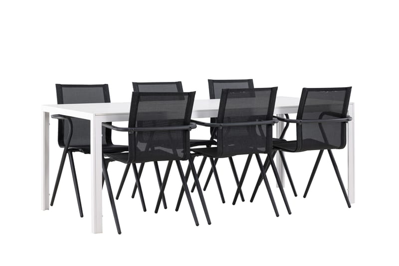 Break Spisegruppe 205 cm + 6 stk Alling Spisestoler Svart/Hvit - Hagemøbler & utemiljø - Hagegruppe - Spisegrupper hage