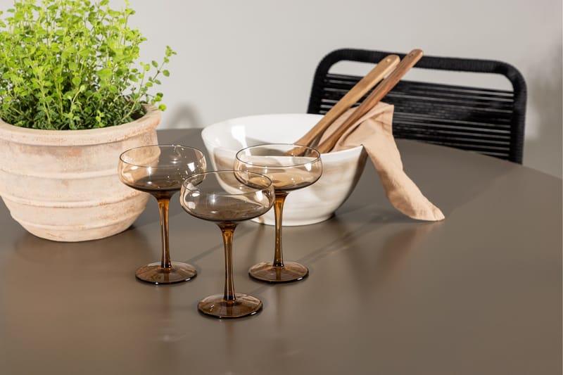 Santa Fe Spisegruppe Rund 120 cm + 4 stk Linero Spisestoler Svart/Brun - Hagemøbler & utemiljø - Hagegruppe - Spisegrupper hage
