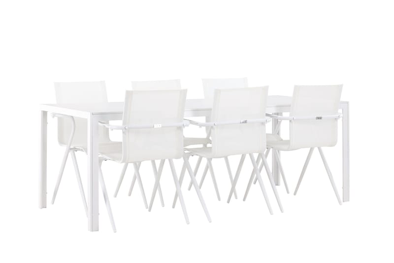 Break Spisegruppe 205 cm + 6 stk Alling Spisestoler Hvit - Hagemøbler & utemiljø - Hagegruppe - Spisegrupper hage