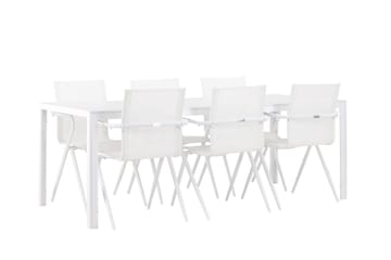 Break Spisegruppe 205 cm + 6 stk Alling Spisestoler Hvit - Hagemøbler & utemiljø - Hagegruppe - Spisegrupper hage