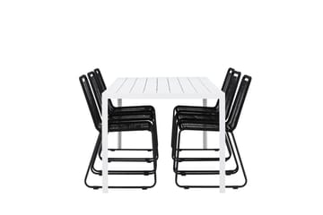 Break Spisegruppe 205 cm + 6 stk Linero Spisestoler Svart/Hvit - Hagemøbler & utemiljø - Hagegruppe - Spisegrupper hage