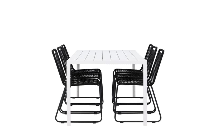 Break Spisegruppe 205 cm + 6 stk Linero Spisestoler Svart/Hvit - Hagemøbler & utemiljø - Hagegruppe - Spisegrupper hage