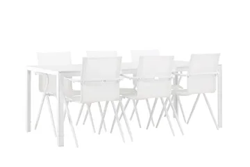 Break Spisegruppe 205 cm + 6 stk Alling Spisestoler Hvit - Hagemøbler & utemiljø - Hagegruppe - Spisegrupper hage