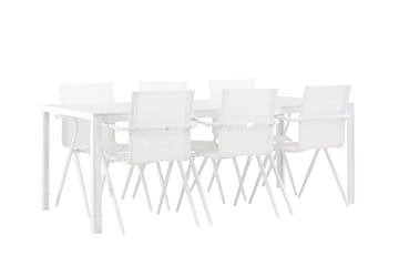 Break Spisegruppe 205 cm + 6 stk Alling Spisestoler Hvit - Hagemøbler & utemiljø - Hagegruppe - Spisegrupper hage