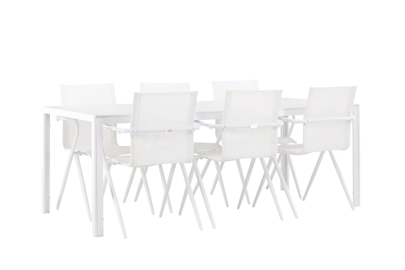 Break Spisegruppe 205 cm + 6 stk Alling Spisestoler Hvit - Hagemøbler & utemiljø - Hagegruppe - Spisegrupper hage
