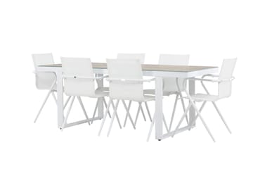 Merlo Spisegruppe 200 cm + 6 stk Alling Spisestoler Hvit - Hagemøbler & utemiljø - Hagegruppe - Spisegrupper hage