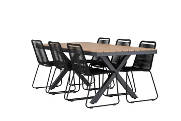 Garcia Spisegruppe 200 cm + 6 stk Linero Spisestoler Svart - Hagemøbler & utemiljø - Hagegruppe - Spisegrupper hage