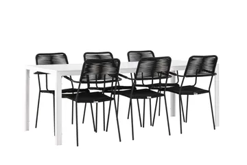 Break Spisegruppe 205 cm + 6 stk Hochanas Spisestoler Svart/Brun - Hagemøbler & utemiljø - Hagegruppe - Spisegrupper hage