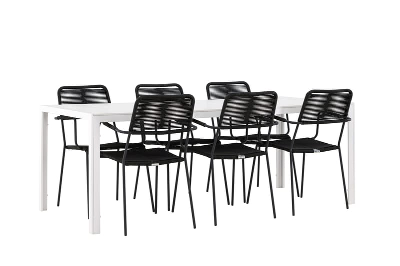 Break Spisegruppe 205 cm + 6 stk Hochanas Spisestoler Svart/Brun - Hagemøbler & utemiljø - Hagegruppe - Spisegrupper hage