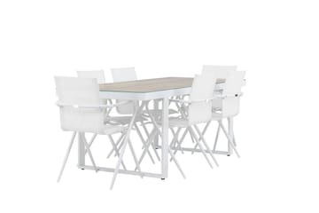 Merlo Spisegruppe 200 cm + 6 stk Alling Spisestoler Hvit - Hagemøbler & utemiljø - Hagegruppe - Spisegrupper hage
