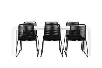 Break Spisegruppe 205 cm + 6 stk Linero Spisestoler Svart/Hvit - Hagemøbler & utemiljø - Hagegruppe - Spisegrupper hage