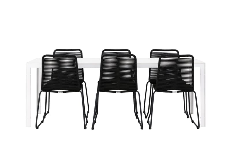 Break Spisegruppe 205 cm + 6 stk Linero Spisestoler Svart/Hvit - Hagemøbler & utemiljø - Hagegruppe - Spisegrupper hage