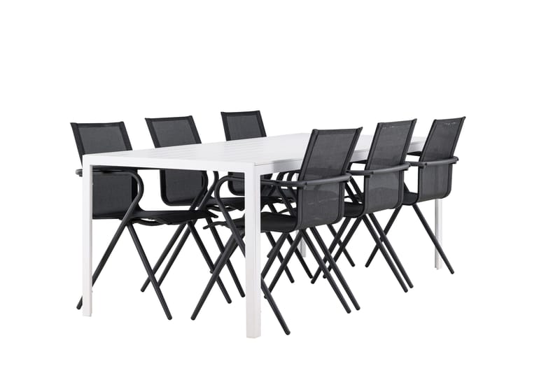Break Spisegruppe 205 cm + 6 stk Alling Spisestoler Svart/Hvit - Hagemøbler & utemiljø - Hagegruppe - Spisegrupper hage