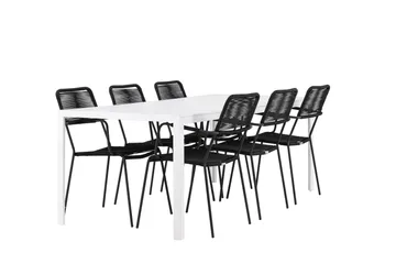 Break Spisegruppe 205 cm + 6 stk Hochanas Spisestoler Svart/Brun - Hagemøbler & utemiljø - Hagegruppe - Spisegrupper hage