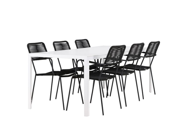 Break Spisegruppe 205 cm + 6 stk Hochanas Spisestoler Svart/Brun - Hagemøbler & utemiljø - Hagegruppe - Spisegrupper hage