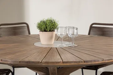 Rosario Spisegruppe Rund 140 cm + 6 stk Lindos Spisestoler Brun - Hagemøbler & utemiljø - Hagegruppe - Spisegrupper hage