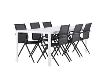 Break Spisegruppe 205 cm + 6 stk Alling Spisestoler Svart/Hvit - Hagemøbler & utemiljø - Hagegruppe - Spisegrupper hage