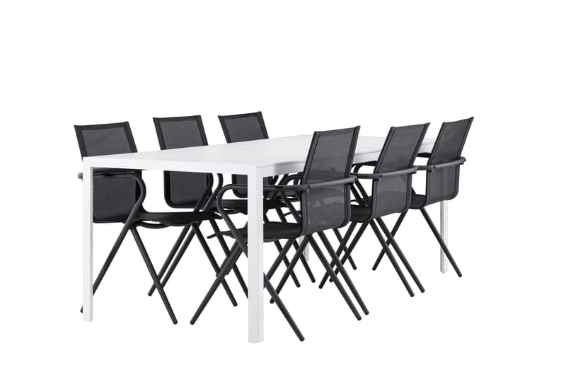 Break Spisegruppe 205 cm + 6 stk Alling Spisestoler Svart/Hvit - Hagemøbler & utemiljø - Hagegruppe - Spisegrupper hage