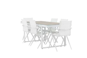 Merlo Spisegruppe 200 cm + 6 stk Alling Spisestoler Hvit - Hagemøbler & utemiljø - Hagegruppe - Spisegrupper hage