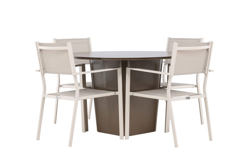 Santa Fe Spisegruppe Rund 120 cm + 4 stk Copacabana Spisestoler Beige/Brun