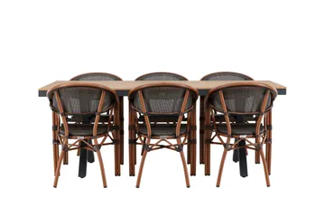 Garcia Spisegruppe 200 cm + 6 stk Vila Spisestoler Svart - Hagemøbler & utemiljø - Hagegruppe - Spisegrupper hage