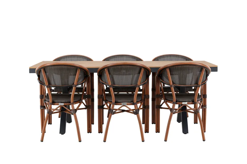 Garcia Spisegruppe 200 cm + 6 stk Vila Spisestoler Svart - Hagemøbler & utemiljø - Hagegruppe - Spisegrupper hage