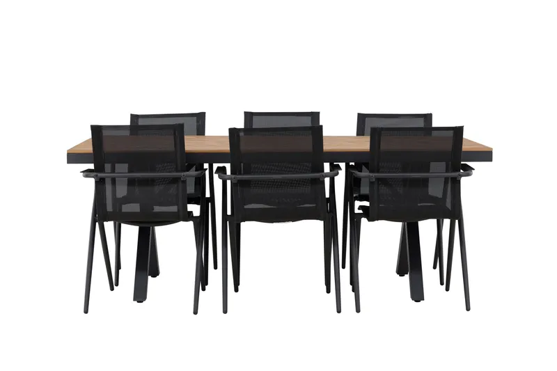 Garcia Spisegruppe 200 cm + 6 stk Alling Spisestoler Svart - Hagemøbler & utemiljø - Hagegruppe - Spisegrupper hage