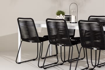 Break Spisegruppe 205 cm + 6 stk Linero Spisestoler Svart/Hvit - Hagemøbler & utemiljø - Hagegruppe - Spisegrupper hage