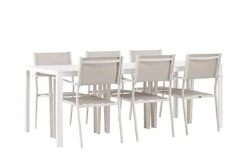 Break Spisegruppe 205 cm + 6 stk Copacabana Spisestoler Beige/Hvit - Hagemøbler & utemiljø - Hagegruppe - Spisegrupper hage