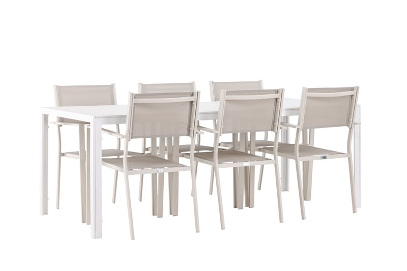 Break Spisegruppe 205 cm + 6 stk Copacabana Spisestoler Beige/Hvit - Hagemøbler & utemiljø - Hagegruppe - Spisegrupper hage