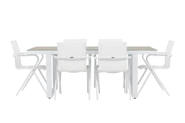 Merlo Spisegruppe 200 cm + 6 stk Alling Spisestoler Hvit - Hagemøbler & utemiljø - Hagegruppe - Spisegrupper hage