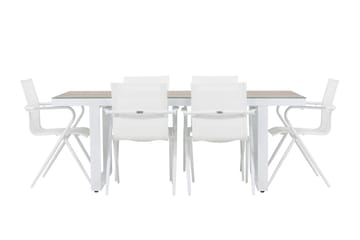 Merlo Spisegruppe 200 cm + 6 stk Alling Spisestoler Hvit - Hagemøbler & utemiljø - Hagegruppe - Spisegrupper hage