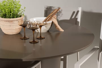 Santa Fe Spisegruppe Rund 120 cm + 4 stk Copacabana Spisestoler Beige/Brun - Hagemøbler & utemiljø - Hagegruppe - Spisegrupper hage