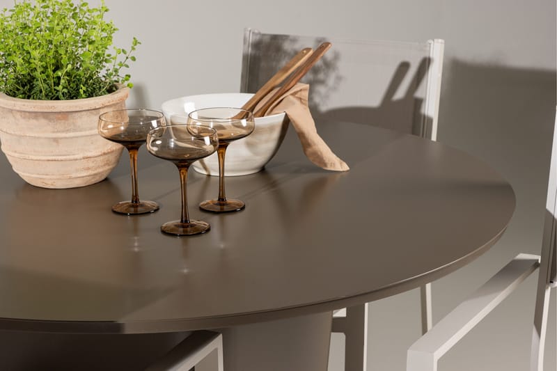 Santa Fe Spisegruppe Rund 120 cm + 4 stk Copacabana Spisestoler Beige/Brun - Hagemøbler & utemiljø - Hagegruppe - Spisegrupper hage