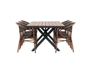 Garcia Spisegruppe 200 cm + 6 stk Vila Spisestoler Svart - Hagemøbler & utemiljø - Hagegruppe - Spisegrupper hage