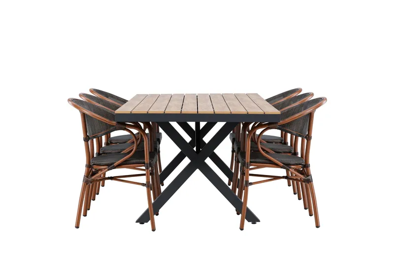 Garcia Spisegruppe 200 cm + 6 stk Vila Spisestoler Svart - Hagemøbler & utemiljø - Hagegruppe - Spisegrupper hage