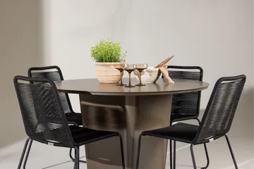Santa Fe Spisegruppe Rund 120 cm + 4 stk Linero Spisestoler Svart/Brun - Hagemøbler & utemiljø - Hagegruppe - Spisegrupper hage