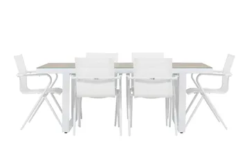 Merlo Spisegruppe 200 cm + 6 stk Alling Spisestoler Hvit - Hagemøbler & utemiljø - Hagegruppe - Spisegrupper hage